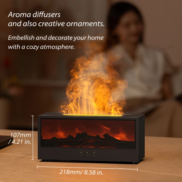 New Creative Fireplace Aroma Diffuser 150ml Waterless Auto-Off Colorful Flame Air Humidifier with Remote for Home Bedroom Gift 3