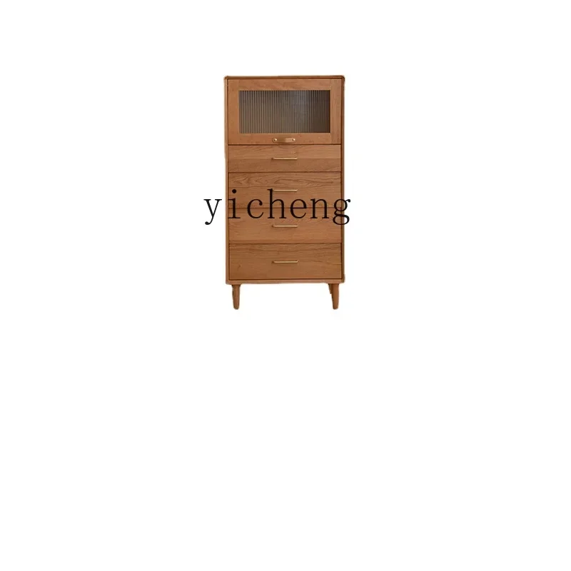 

ZC Solid Wood Chest of Drawers Simple Side Cabinet Small Apartment Cherrywood Bedroom Storage Locker