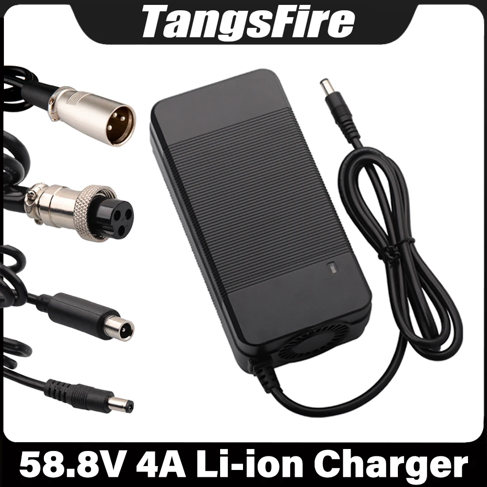 

58.8V 4A Lithium Battery Charger For 52V 14S Electric Scooter Bicycle Charger Whit DC/XLR/GX16/RCA Connector