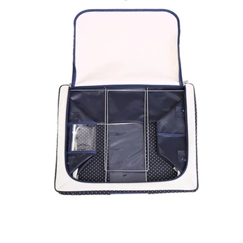 Fabric Large Steel Storage Box With Steel Frame Folding Bag Clear Zipper For Clothes 2 pcs