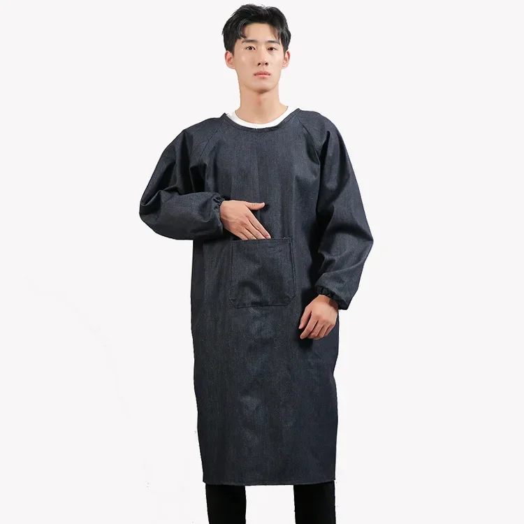 Wear-Resistant Denim Clothing Reversible Long Sleeve Vest For Men And Women With Back Strap Loose-Fit Long Skirt Casual Western
