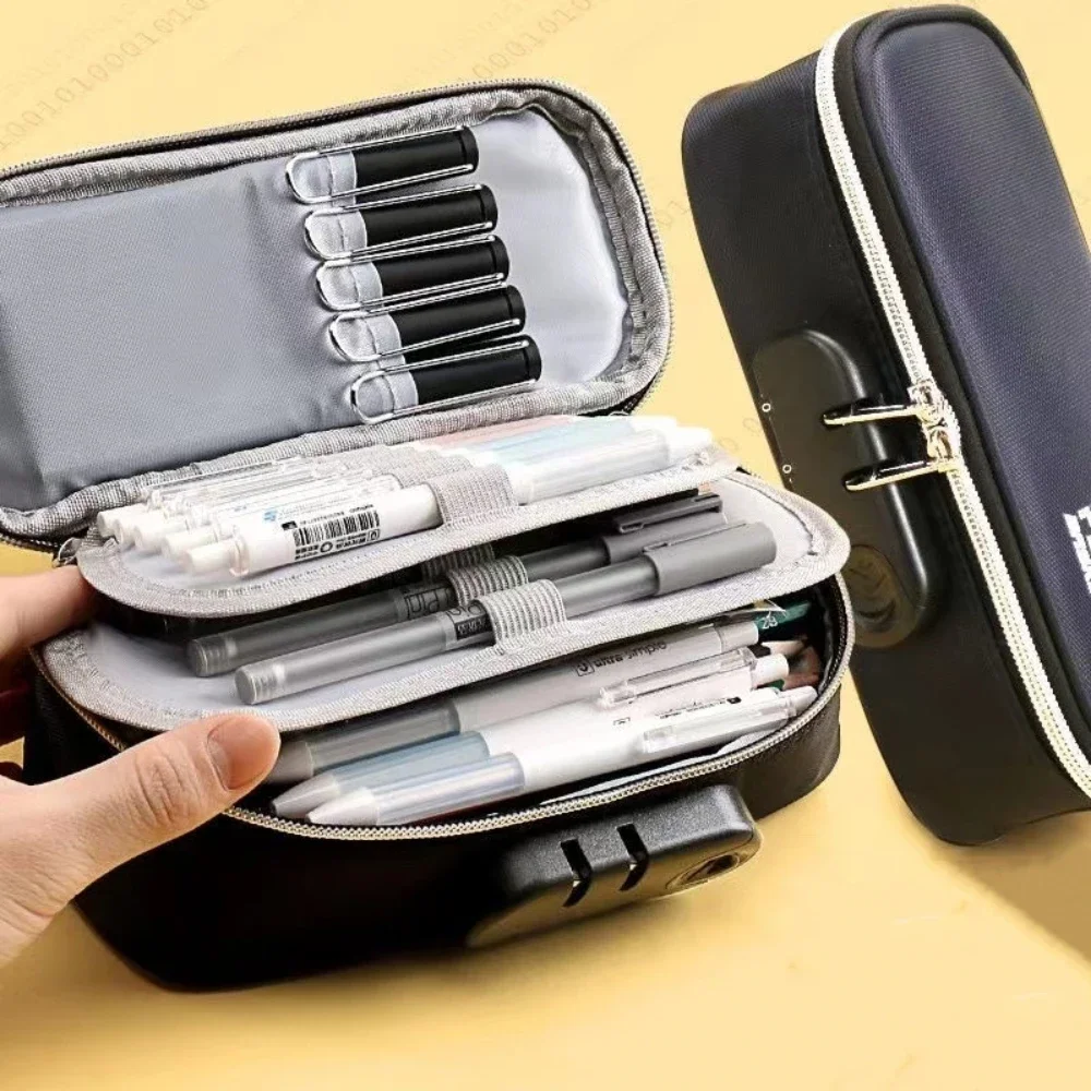 Portable Canvas Pencil Case - Large Capacity Student Stationery Bag