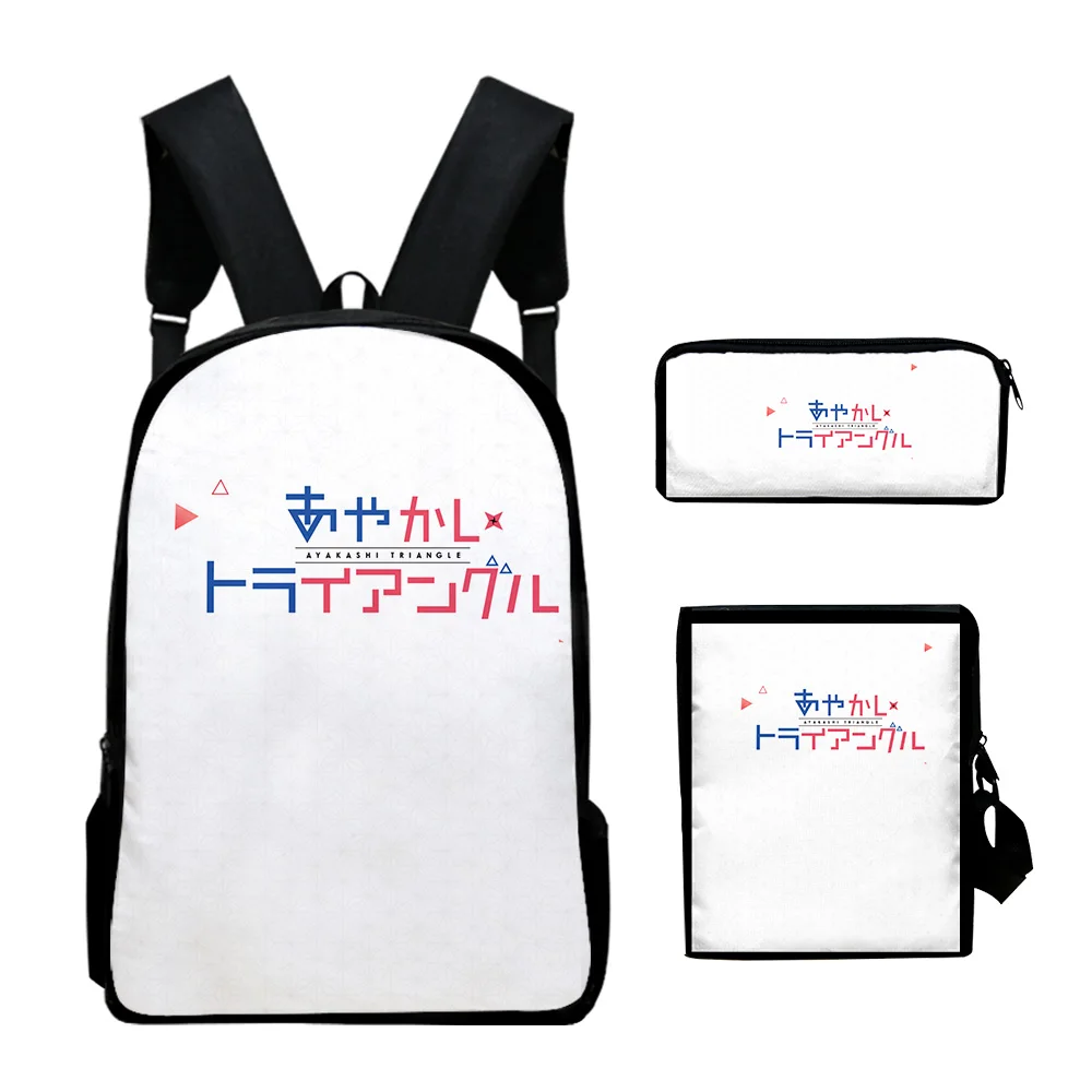 Popular Ayakashi Triangle Anime 3D Print 3pcs/Set pupil School Bags Laptop Daypack Backpack Inclined shoulder bag Pencil Case