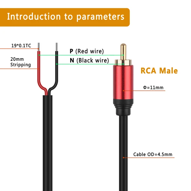 Cable de altavoz RCA macho, conector Jack a Cable desnudo, extremo abierto  Pigtail, Cable RCA para altavoces, amplificador, Audio, Video, reparación  AV - AliExpress