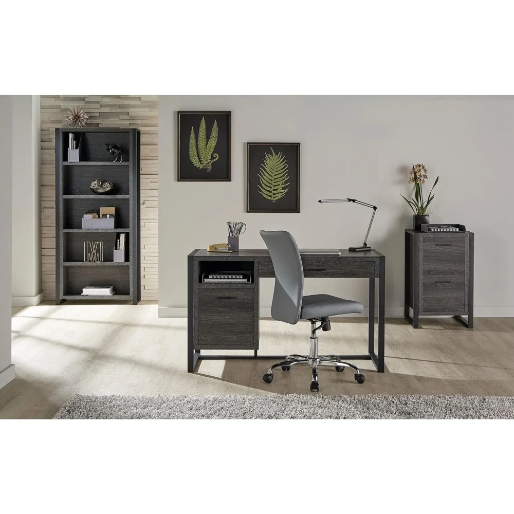 DeJori 51"W Writing Desk, Charcoal 3