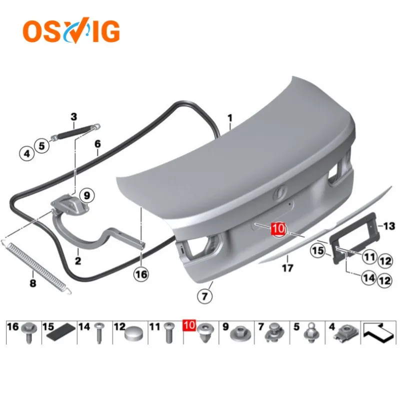 Car Accessories Auto Fasteners Auto Accessories Car Screws 10PCS OE#51127020321 51-12-7-020-321 For BMW Trim Expanding Nut + screw license plate base Clip