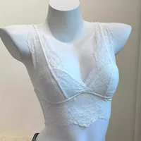 Soutien-gorge en dentelle blanche, sous-vêtements Sexy au dos, sans anneau en acier, vêtements intérieurs froncés, haut assorti, 2025 5