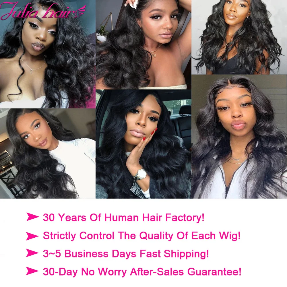 Julia Hair 4x4 Lace Closure Wigs Body Wave Long Inch Human Hair Wig 150 Denisity Natural Pre Plucked For Black Women Virgin Hair images - 6