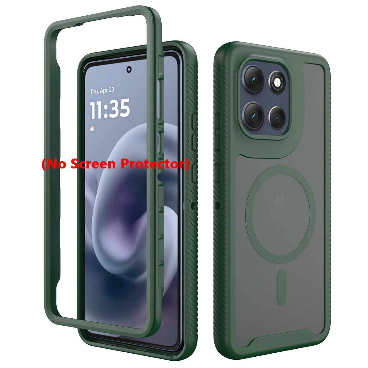 Shockproof Armor Glossy Magnetic Phone Case with Translucent Back Cover