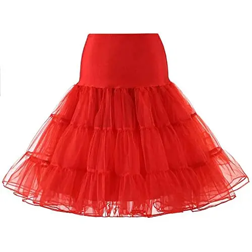 

50s Women Retro Petticoat Underskirt Vintage A-line Crinoline Half Slips Rockabilly Tutu Skirt