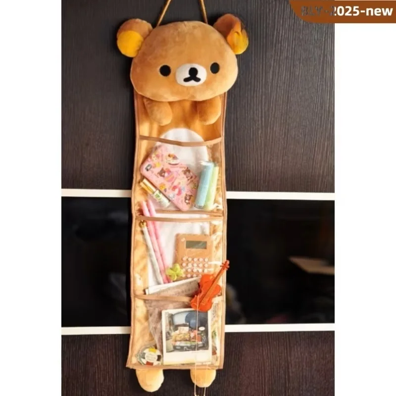 cute Rilakkuma Wall Hanging Bag Cartoon Relaxbear Brother Door Hanging Large Capacity Kawaii Student Dormitory Sundries Storage