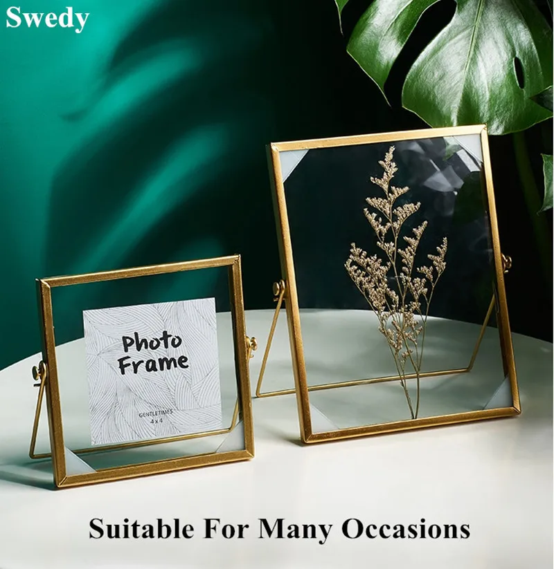 

6 Inch Glass Photo Picture Frame Collection Simple Metal Floating Sign Holder Frame With Glass Cover
