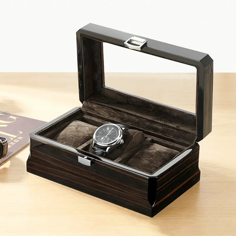 Luxury Wood Grain Watch Box 3 Slots Velure Quartz automatic Mechanical Series Storage Smooth Surface Watch Box Jewelry Gift