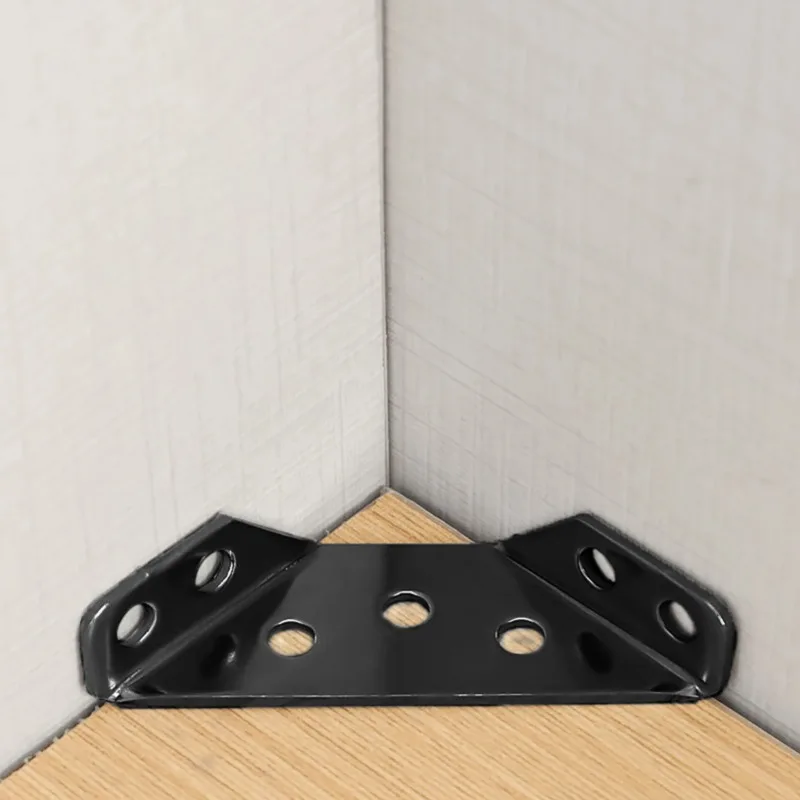 Multi-function Cold-rolled Steel Furniture Corner Bracket Connector Triangular Stabilizer for Various Places of Furniture Black