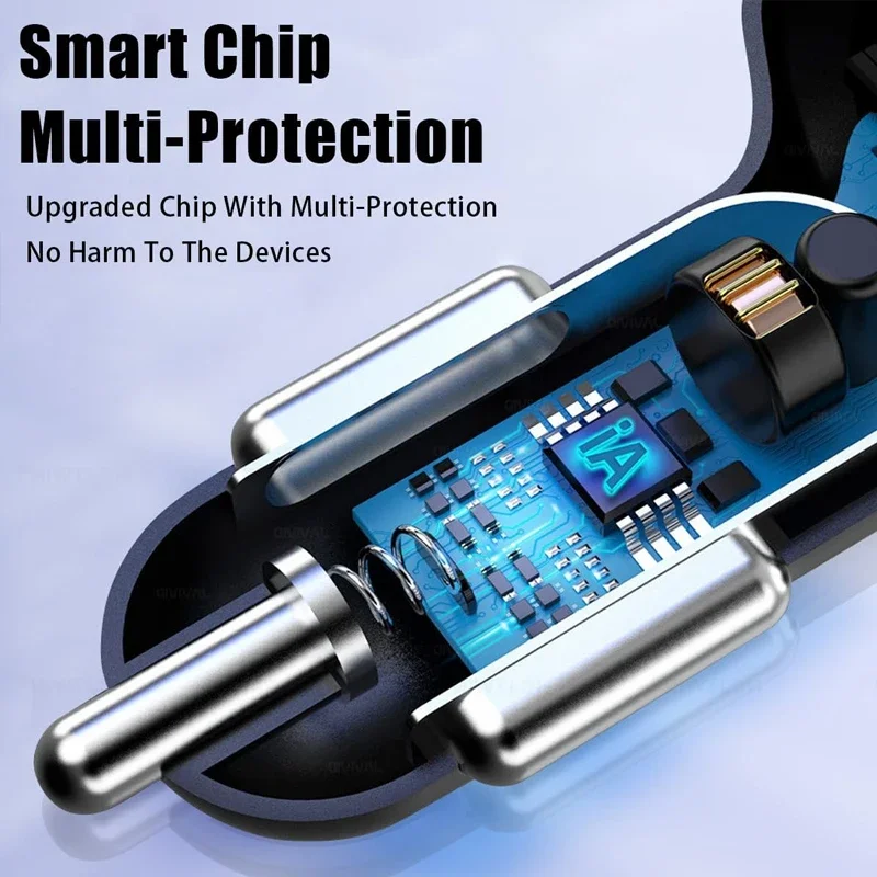 6 in 1 USB C Car Charger Adapter Voltage Monitor Fast Charging Car iPhone Samsung Vivo OPPO Oneplus Mobile Phones
