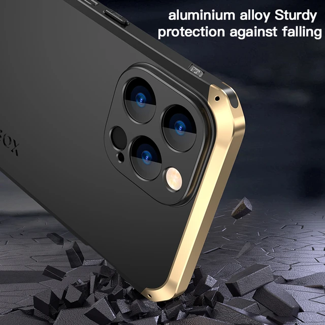 Aluminum Frame Metal Bumper Frame Slim Hard Case Cover for iPhone12 Pro  Max, Metal Frame Armor with Soft Inner Bumper, Raised Edge Protection  (Black