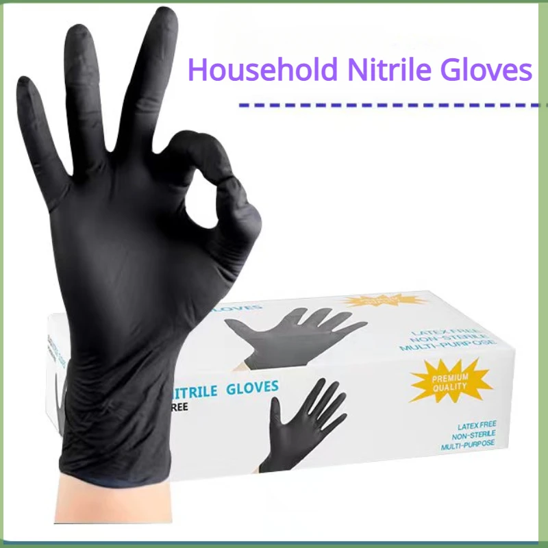 100PCS-Disposable-BLack-Nitrile-Gloves-For-Kitchen-Cooking-Latex-Free ...