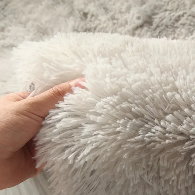 SuperSoftPlushRoundRugMatFluffyWhiteCarpetsForLivingRoom