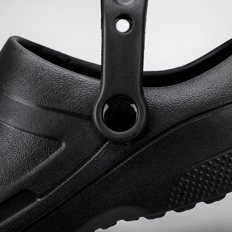 2023 New Solid Black Men Thick Soled EVA Nurse Doctor Shoes Chef Shoes Grass Removal Shoes Non-slip Slippers Men Sandal 44/45 3