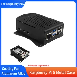 Raspberry Pi 5 Metal Case Aluminum Alloy Case with Hanging Bracket Optional Aluminum/Copper Heatsink PWN Cooling Fan for RPi 5