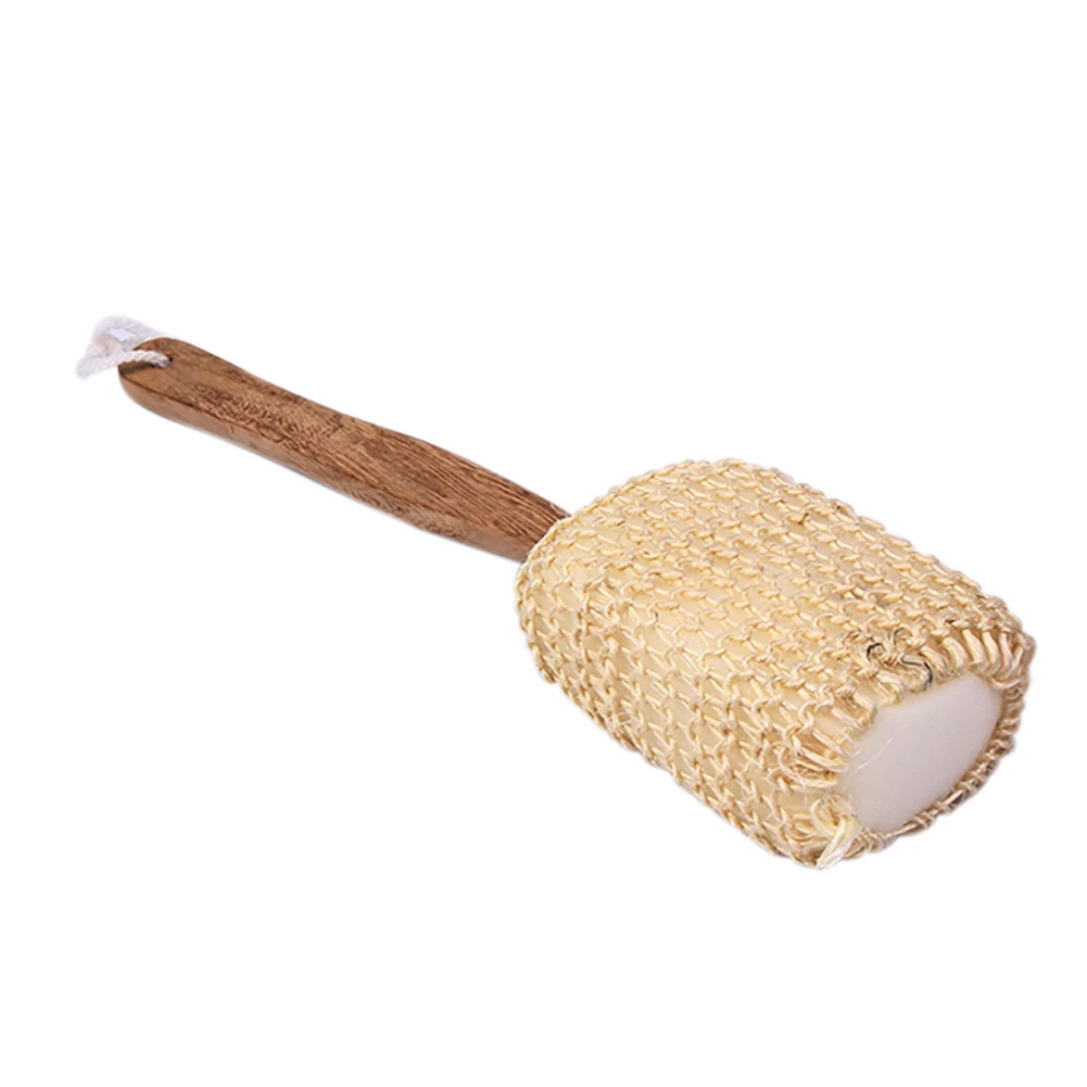 

1 шт. плотная натуральная Задняя щетка из сизаля, домашняя губка для ванной комнаты, щетка для душа с длинной ручкой