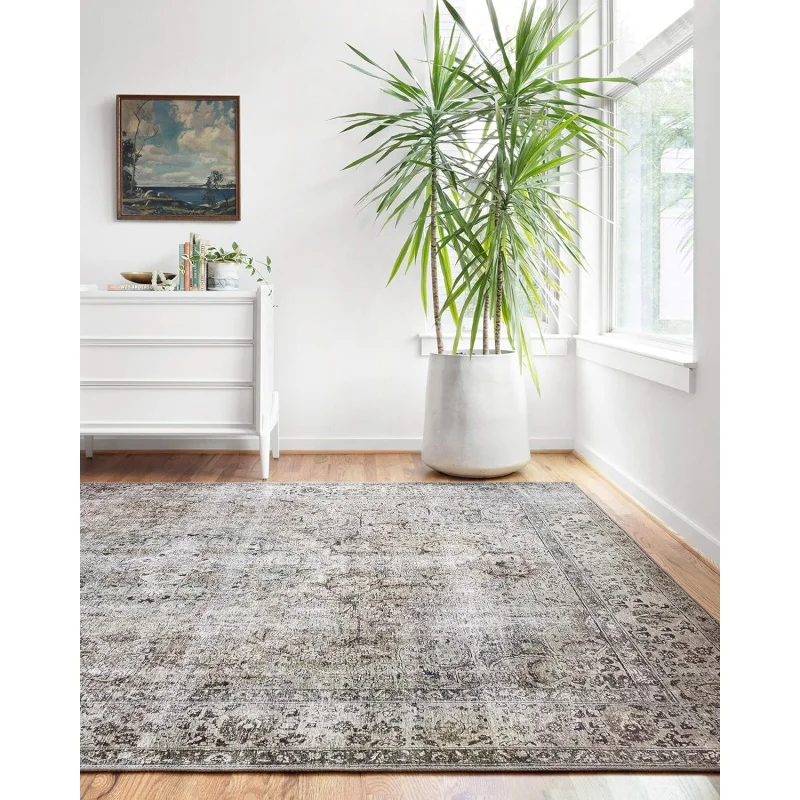 

Loloi LAYLA Collection, LAY-06, Taupe / Stone, 9'-0" x 12'-0", .13" Thick, Area Rug, Soft, Durable, Vintage Inspired, Distressed