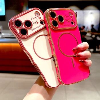 Luxury Wave Plating TPU Case For iPhone 17 16 15 14 13 12 11 Pro Max 17Pro iPhone17 Mag Safe Magsafe Wireless Charger Full Cover 1