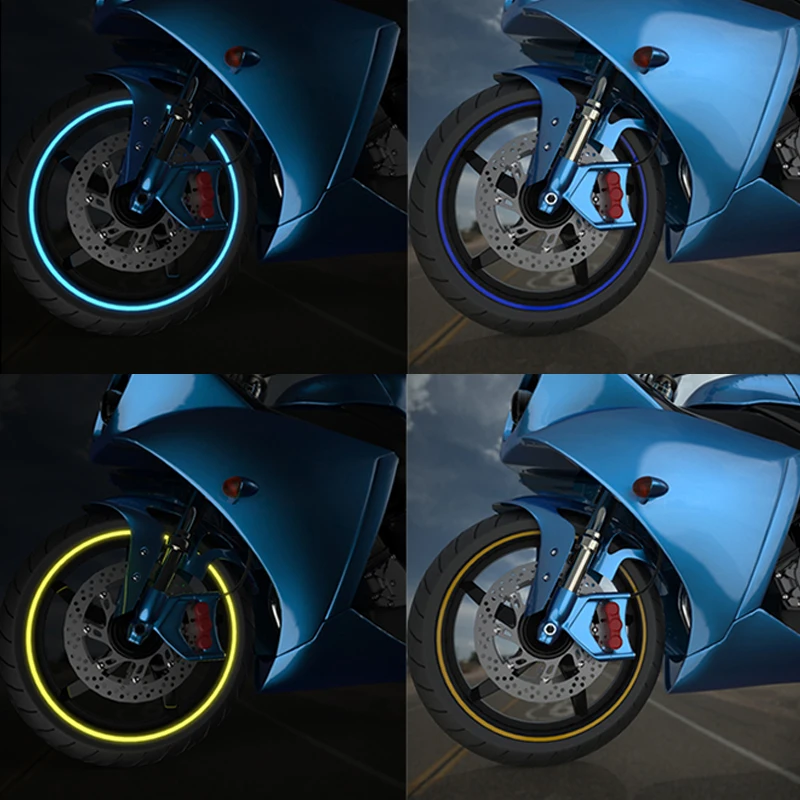 Motorcycle Wheel Stickers Reflective Strips 17" 18" Reflective Tape Sticker Waterproof Rim Stripe Tape Scooter Bike Tire Decals motorcycle wheel stickers