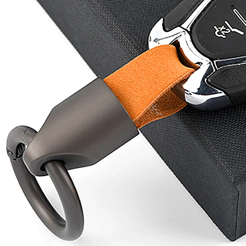 Cowhide Leather Keychains for Women Men Waist Belt Buckle Carabiner Car Pendant Key Chains Rings Keyring Bag Gifts