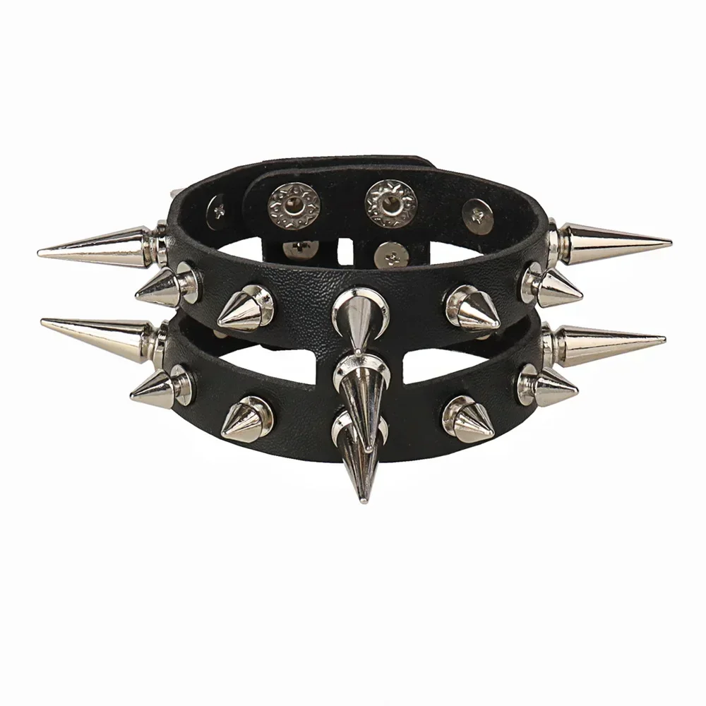 Bracelet Jewelry Punk Hip Hop Rock PU Leather Bracelet Unisex Chain Skull Pentagram Rivet Party Accessories