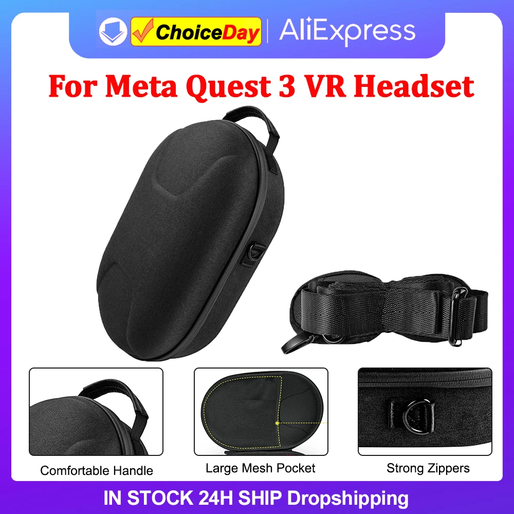 

EVA Carrying Bag Case Waterproof Portable Storage Bag Adjustable Shoulder Strap Shockproof Handbag for Meta Quest 3 VR Headset