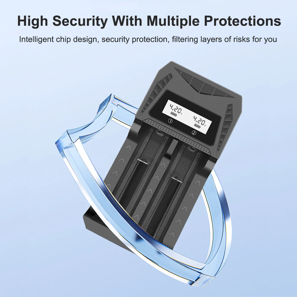 Battery Charger 18650 Battery Charger Smart Lithium Battery Charger or 3.7V Rechargeable Batteries For 18650 26650 21700 16340 14500 18500 18350