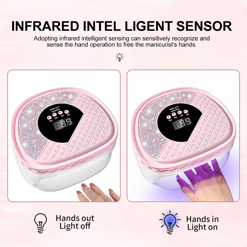 SUN G17 UV LED 네일 아트 램프 45LED 네일 드라이어 전문가용 젤 폴리쉬 건조 램프 타이머 자동 센서 네일 도구