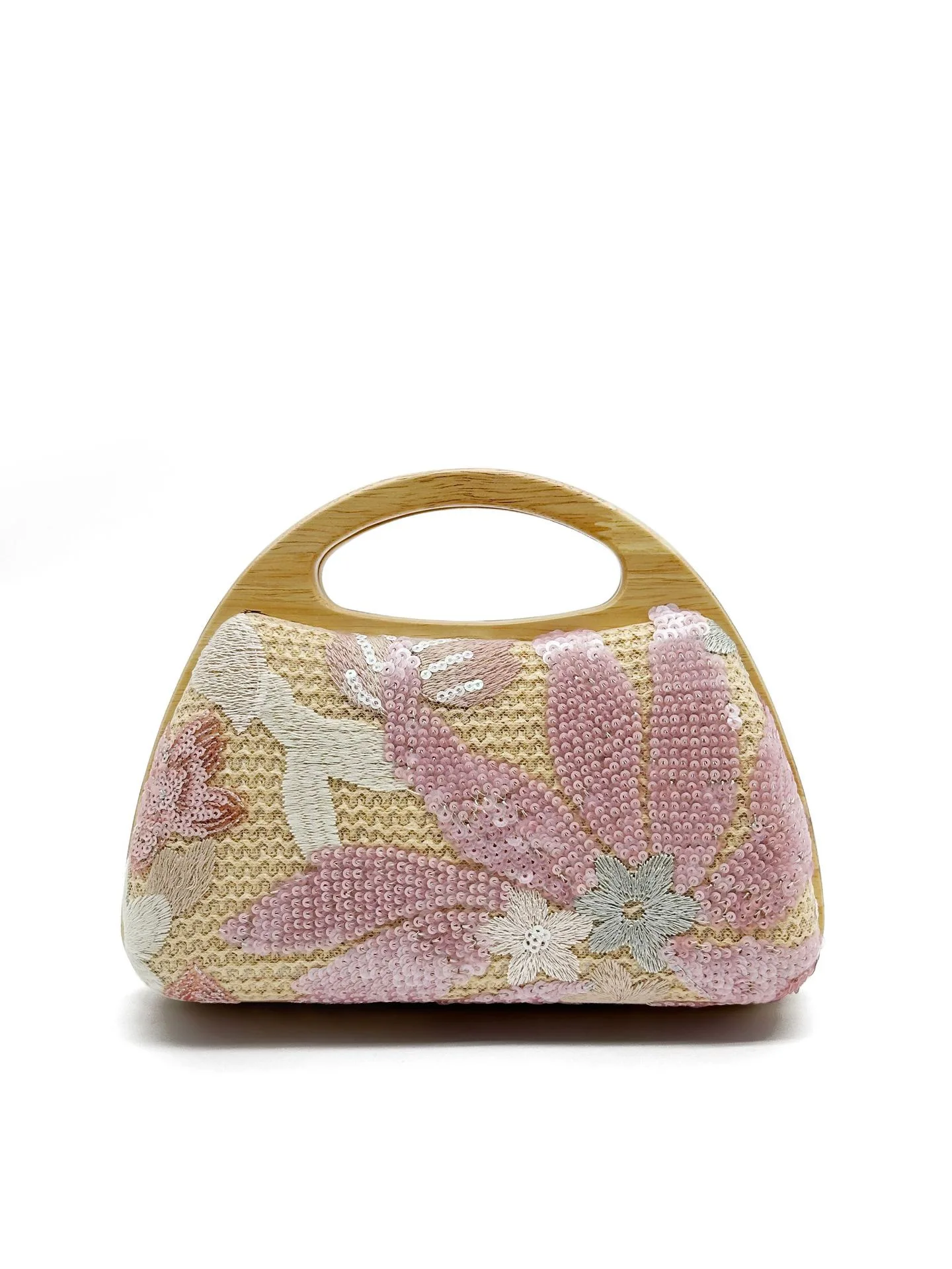 2024 new wooden hand-held sequins dinner bag party girl hand straw fashion bag