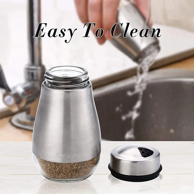 Salt and Pepper Shakers Original 2Pcs Salt and Pepper Shakers Set Salt Shaker with Adjustable Pour Holes Pice Dispenser Refillable