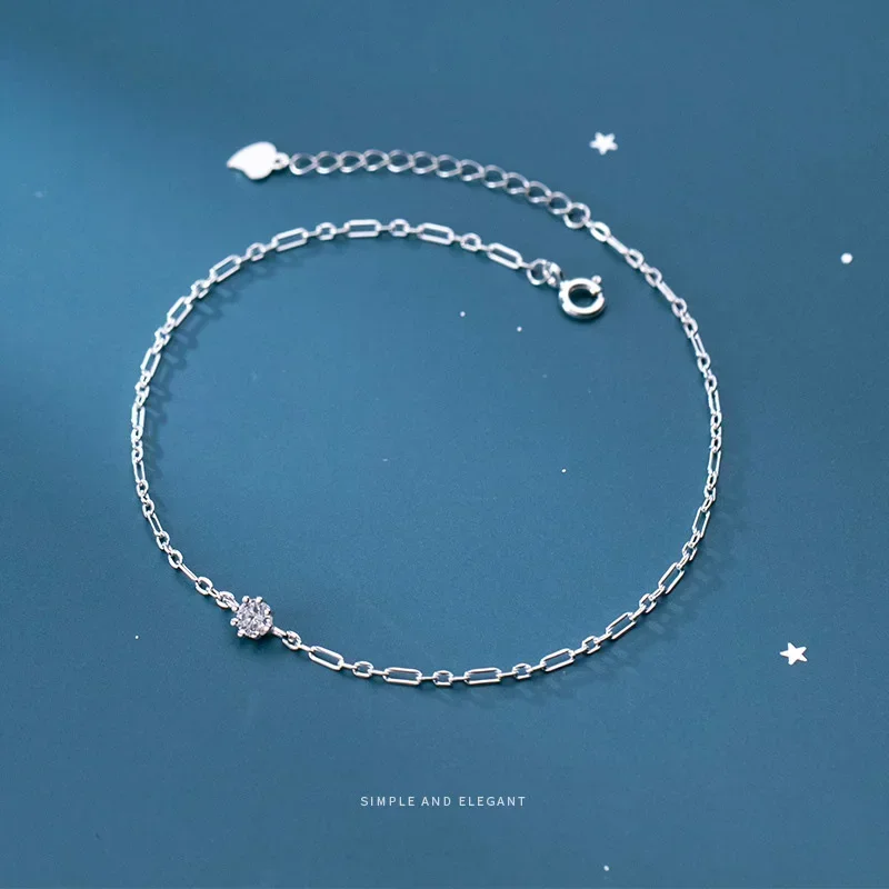 Anklet Bracelets Trustdavis Genuine 925 Sterling Silver Minimalist Charm Shiny CZ Bracelet Anklets For Women Wedding Party Jewelry Gift DA1251
