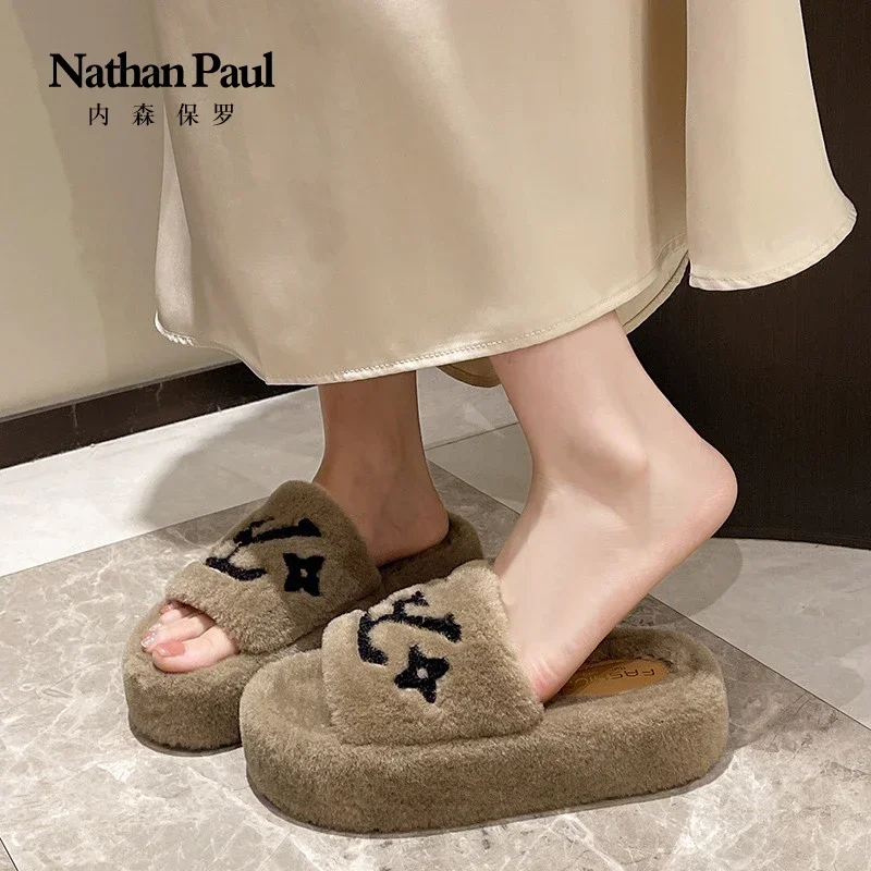 women's slippers solid color fluffy slippers women's winter fashion shoes thickened warm floor cotton women slippers