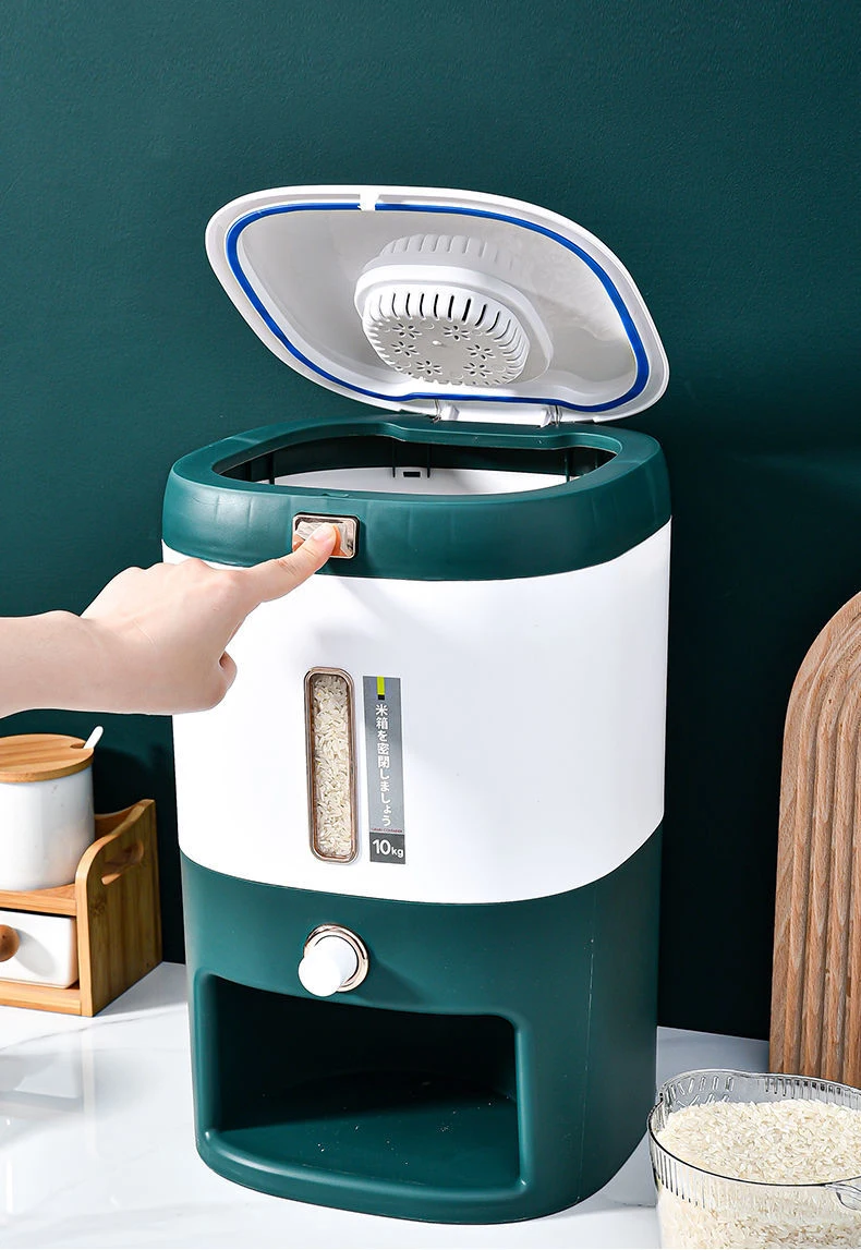 10-Kg Multi-Function Rice Bucket Large-Capacity Press-Sealed Rice Tank Household Kitchen Dry Rice Food Container Storage Bin