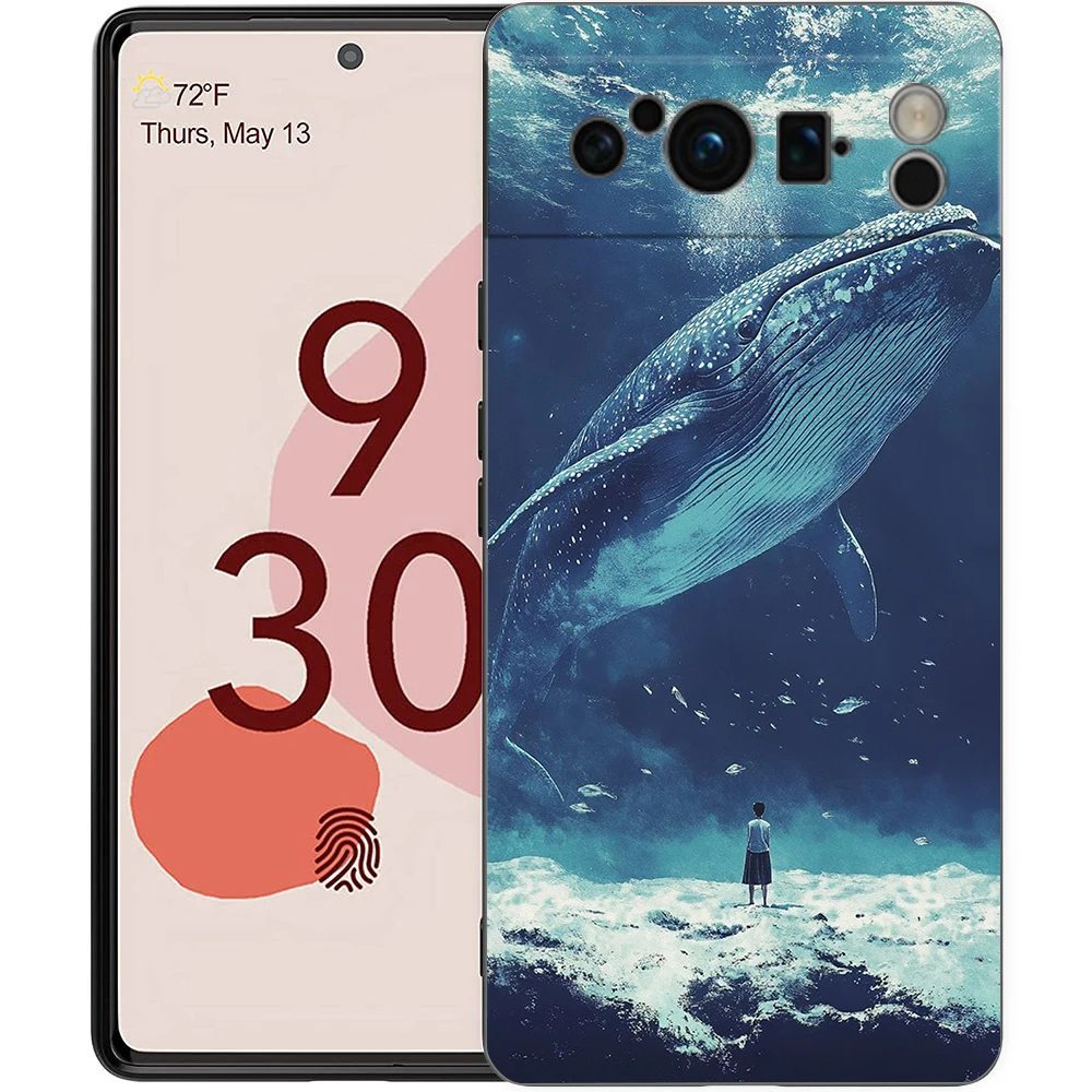 Ocean Whale Shark Swimming Soft Shockproof TPU Black Phone Case