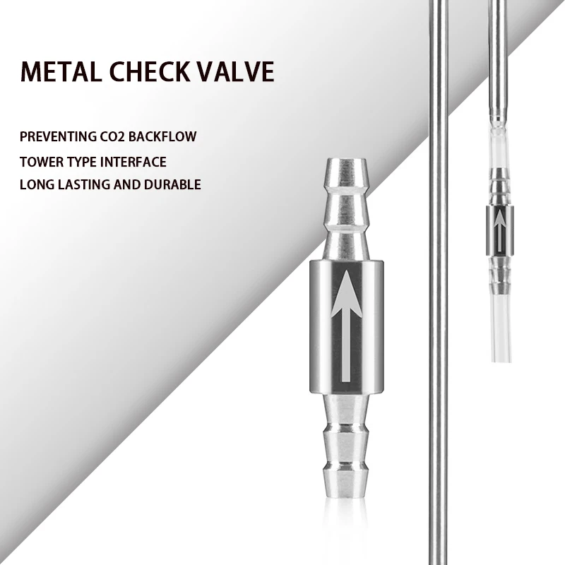 1 stainless steel check valve for CO2 equipment, carbon dioxide diffuser to prevent gas backflow, CO2 check valve fitting 4mm, 2