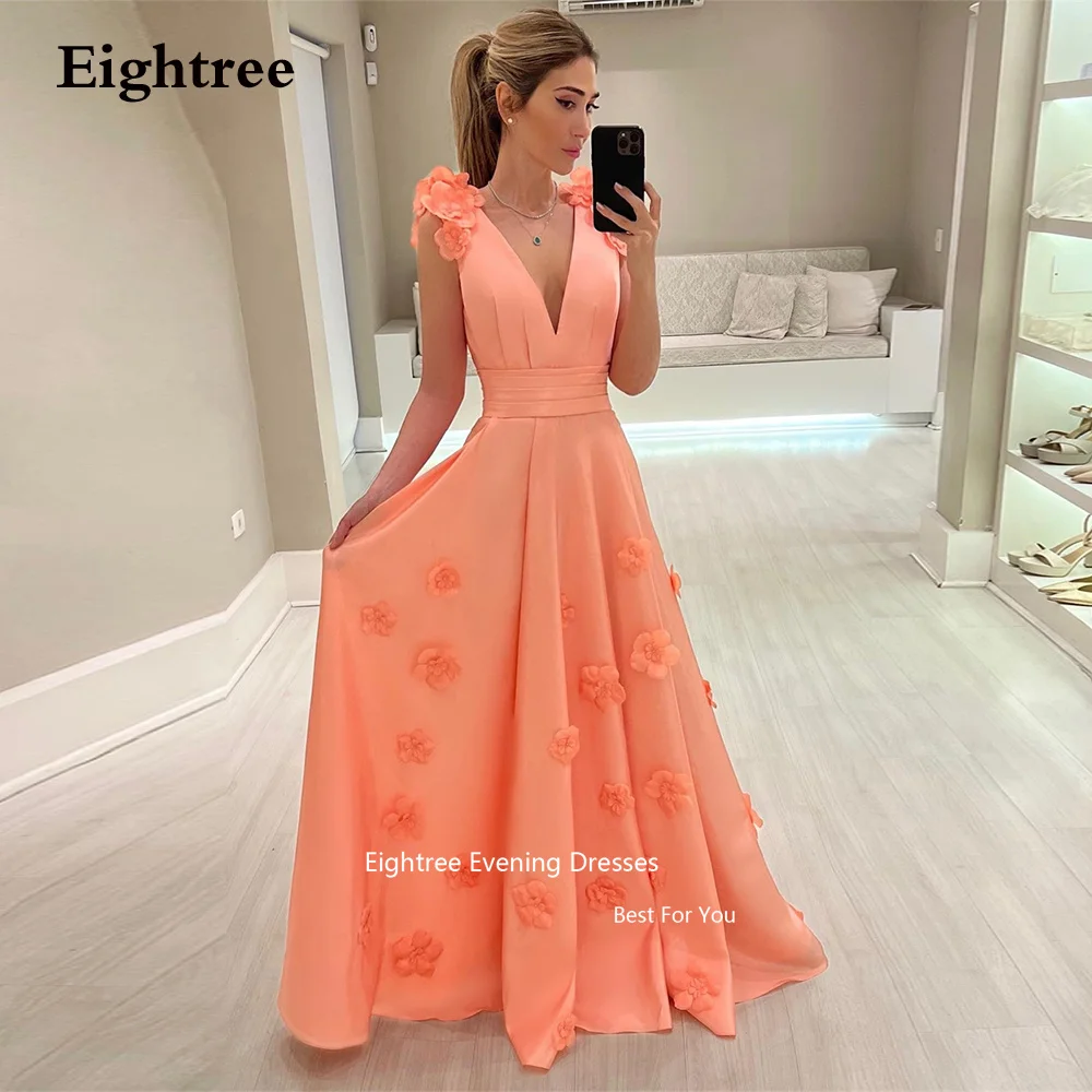 

Eightree Formal Evening Dresses Deep V Neck Flowers Long A Line Abendkleider Dubai Vestidos De Fiesta Elegantes Para Mujer 2023