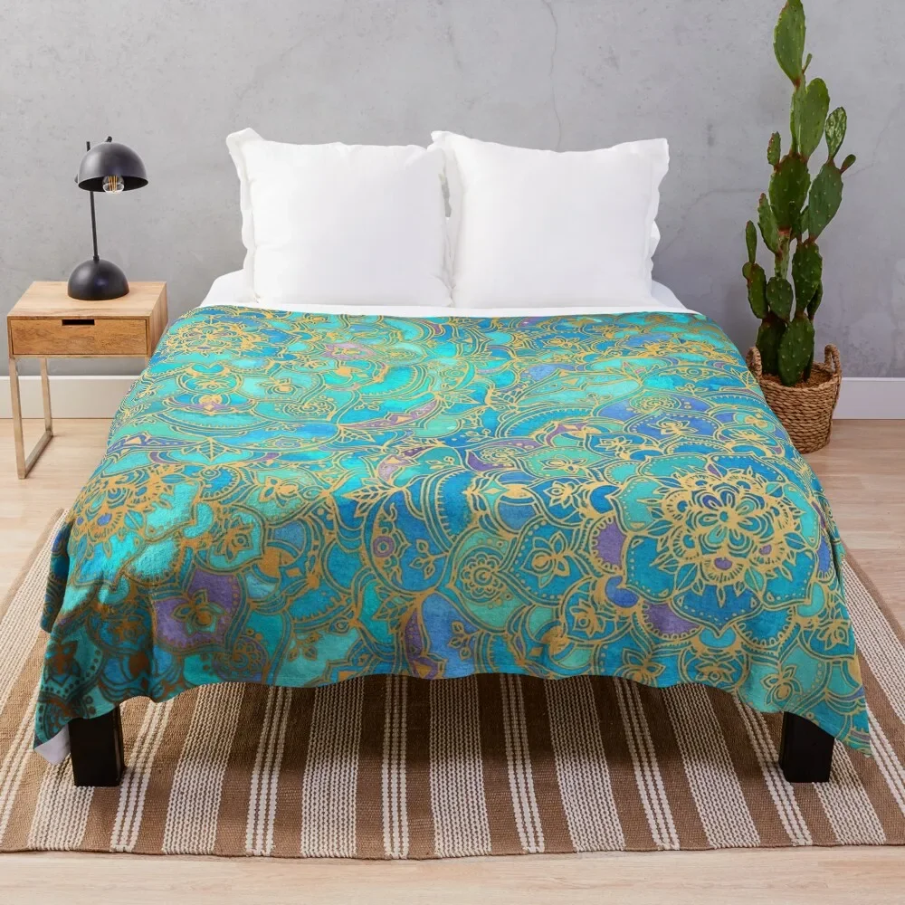 

Sapphire & Jade Stained Glass Mandalas Throw Blanket For Baby for winter manga Decorative Sofa Blankets