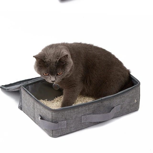 Foldable Travel Cat Litter Box Oxford Cloth Portable Litter Tray for Cats Indoor Outdoor Pet Carrier Bag Toilet Use Bin 5