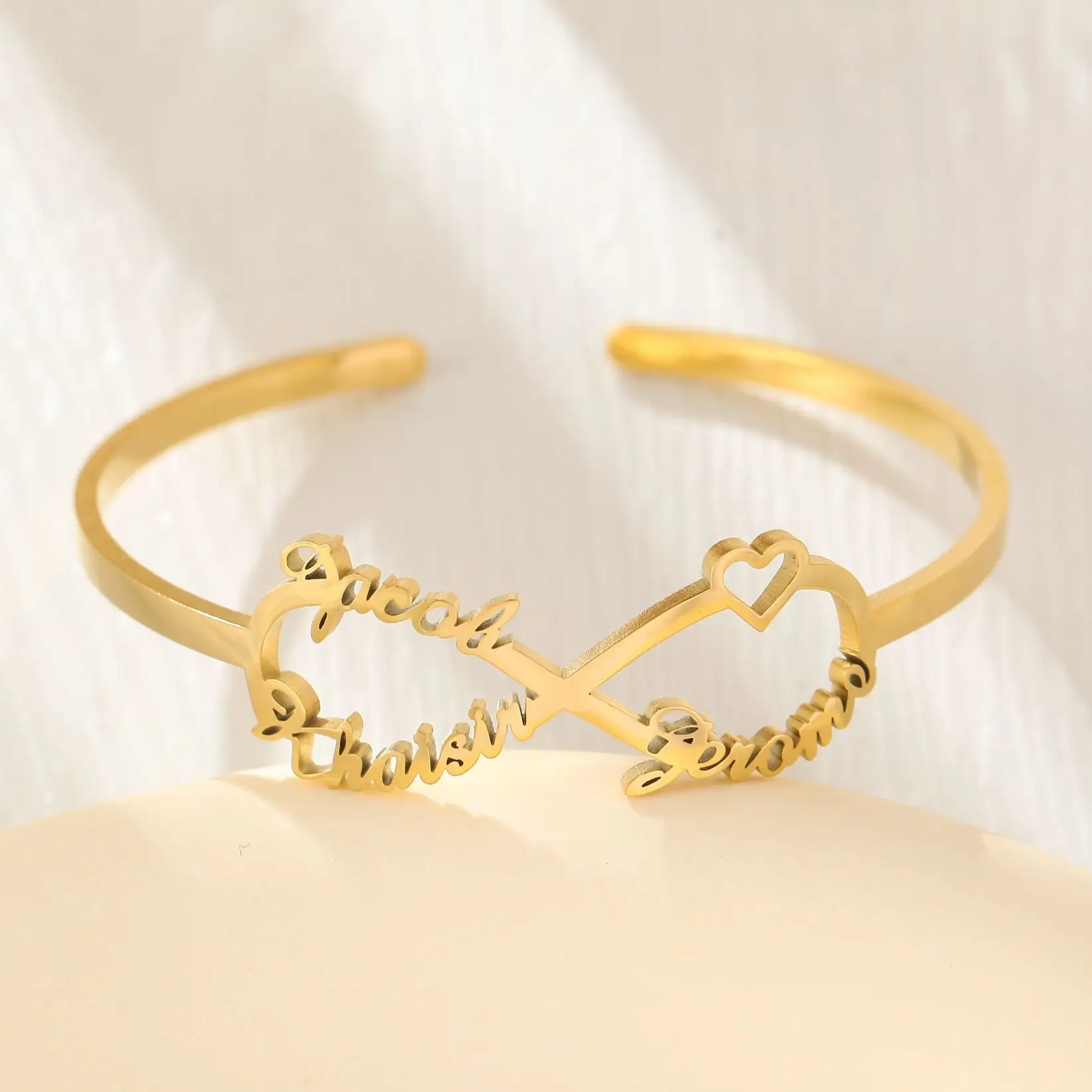 Custom Infinite Family Names Bangle Multi Names Jewelry Gift For Friend Unique Friendship Gift e0bf 1 2pcs couple necklace bracelet relationship matching taichi fish bracelet for women teen best friend family jewelry