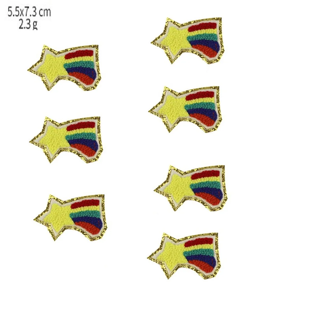 2022 New 3D Colorful Castle Bow Chenille Embroidered Patches Iron on Embroidery Sewing On Badges Children kids Clothing Stickers 