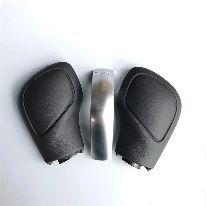 Premium Black Leather Gear Shift Knob Side Cover with Shiny & Matte Finish