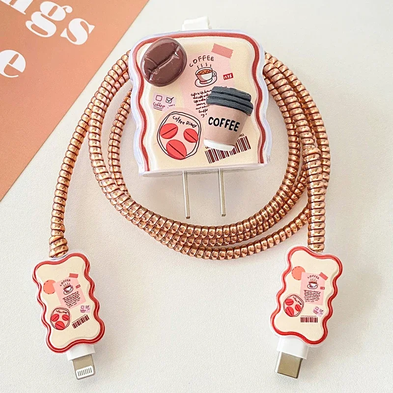 New Cute Charger Cable Protector For IPhone 15 14 13 12 18W 20W Original Charger Data Line Spiral Winder Protective Sleever