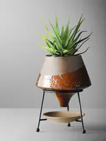 European Ceramic Flower Pot Decoration Metal Stand Abstract Irregular Vase Succulent Plant Flower Pot Modern Home Decoration New 1