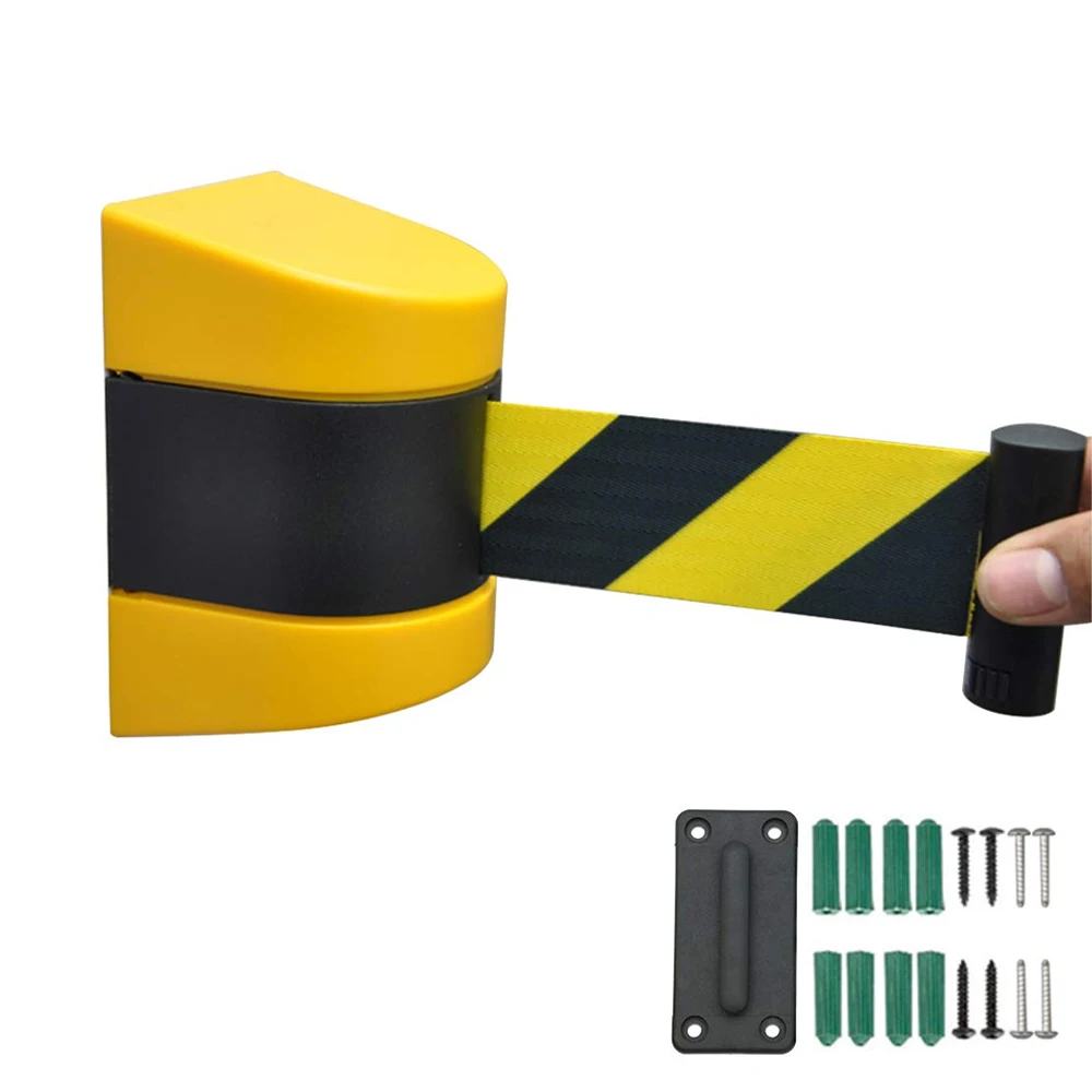 

Max 10m Belt Length Wall Mounted Retractable Belt Barrier With Yellow / Black Striped Caution Belt for Separated Region