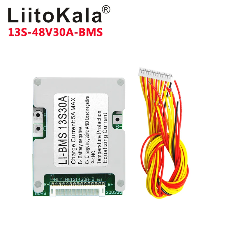 LiitoKala BMS 10S/13S/16S/20S 36V/48V/60V/72V 30A Li-ion Lithium Battery Charger Protection Board Battery BMS With Balance Funct